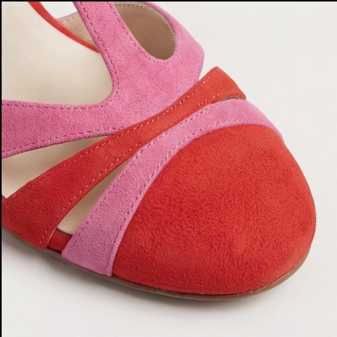 T Strap Cut Out Suede Block Heel Mary Jane Pumps
