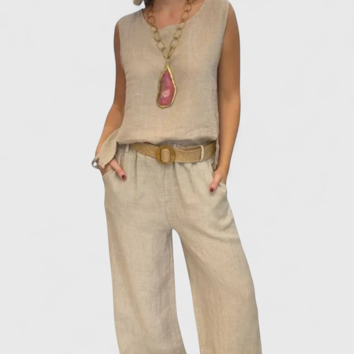 Sleeveless Tank Top and Wide Leg Pants Two Piece Set