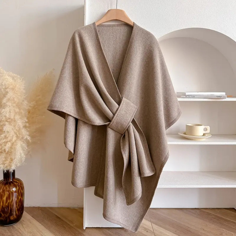 Open Front Draped Wrap Poncho Cape