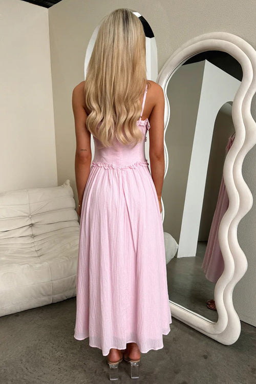Confident Cutie Spaghetti Ruffled Midi Dress - 2 Colors