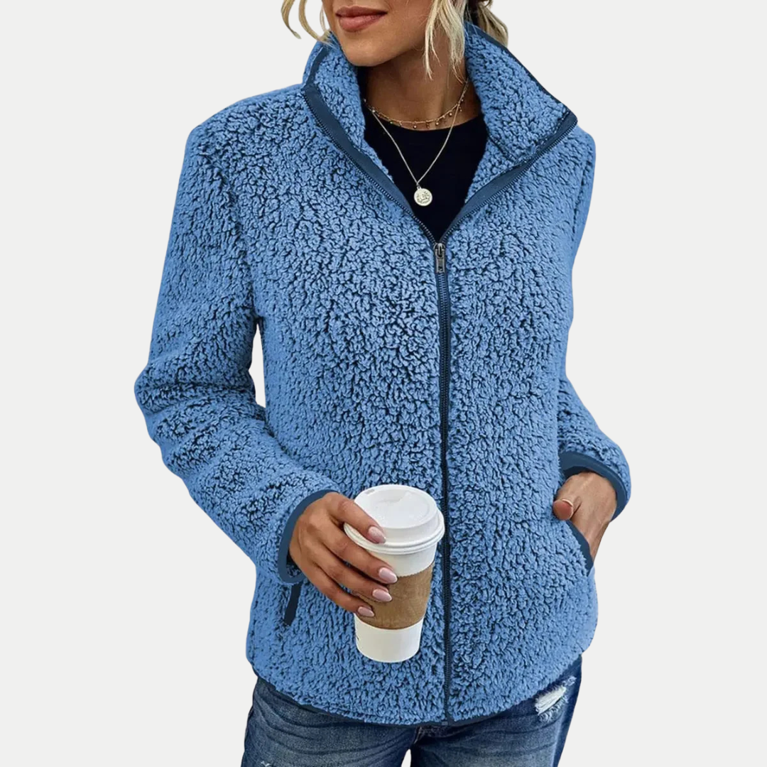 Zip Front Stand Collar Sherpa Fleece Jacket