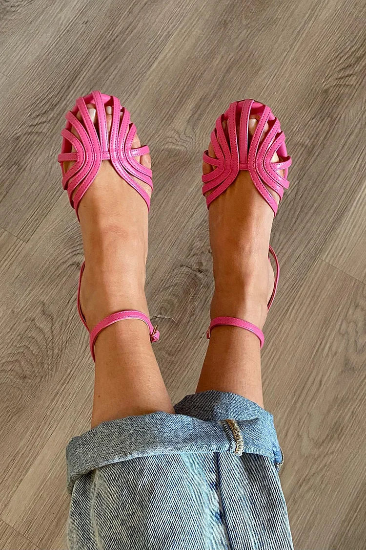 Strappy Caged Ankle Strap Flat Sandals