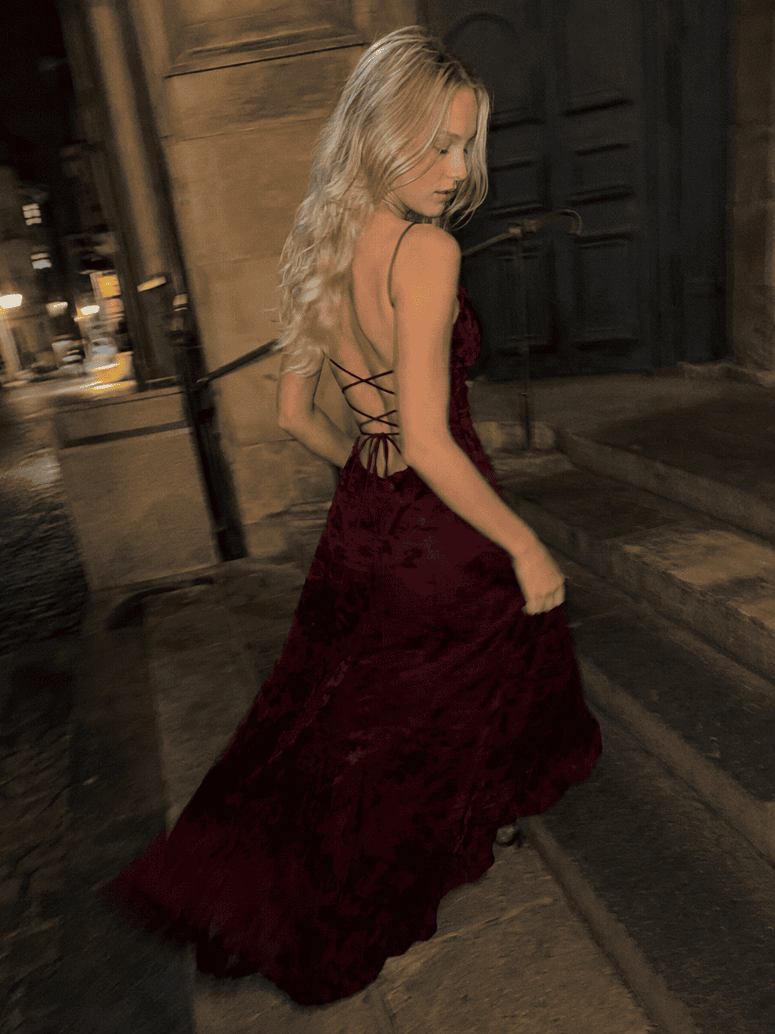 Chiffon Backless Spaghetti Strap Maxi Dress