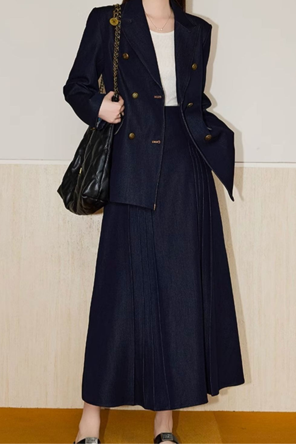 Double Breasted Twill Blazer