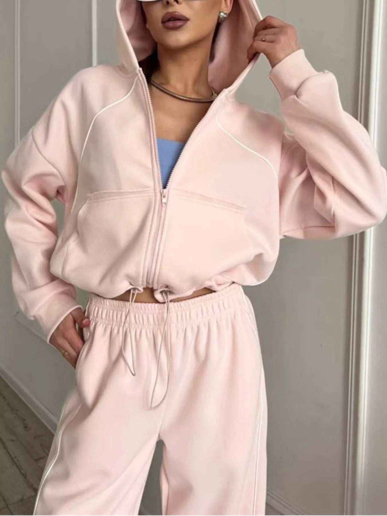 Fleece Zip-Up Hoodie and Joggers Set