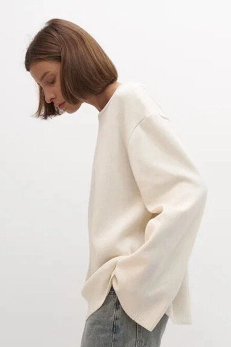 Backless U Neck Loose Knit Sweater