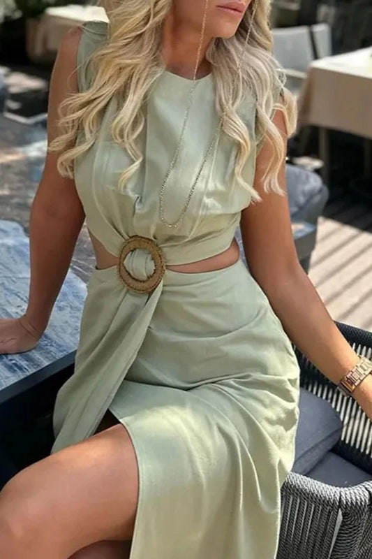 Hollow Design A-Line Midi Dress