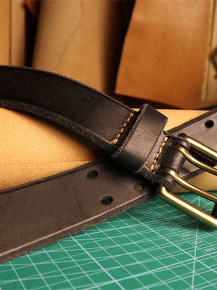 Double Needle Cowhide Vintage Belt