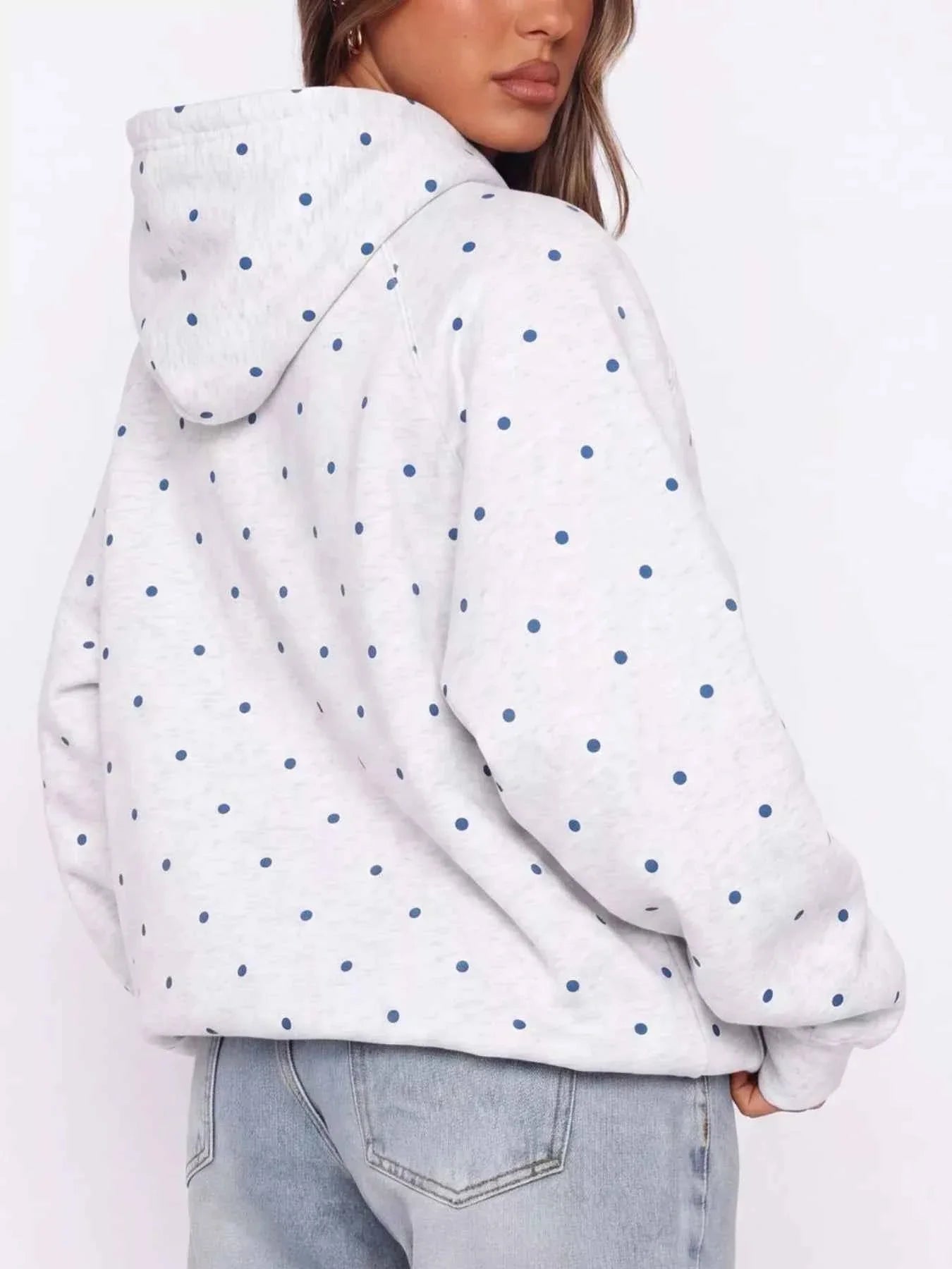 Polka Dot Raglan Sleeve Hoodie