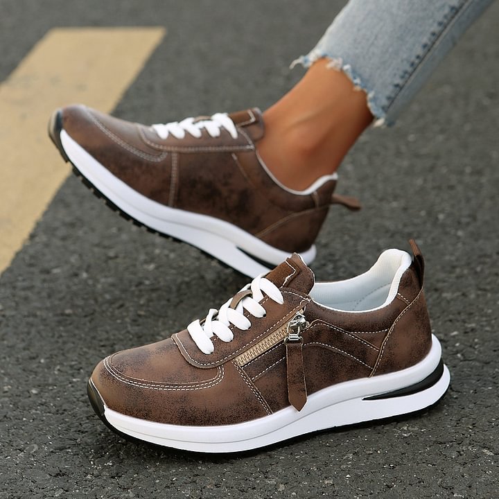 Lace Up Side Zip Suede-Look Platform Sneakers