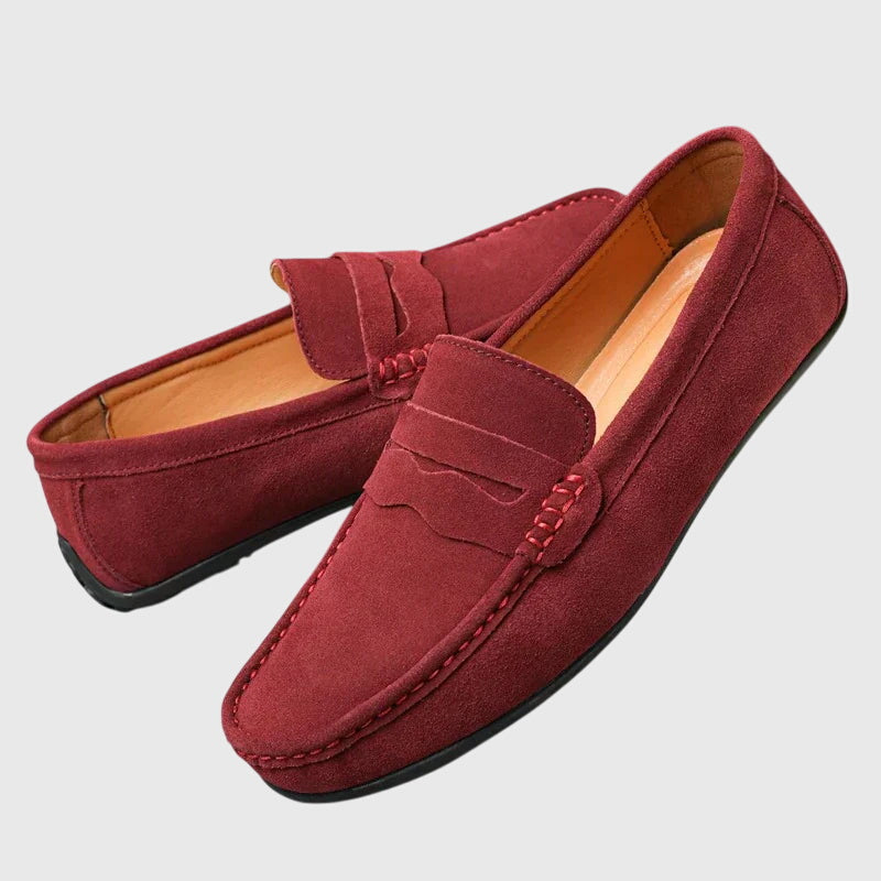 Suede Look Slip On Penny Loafers