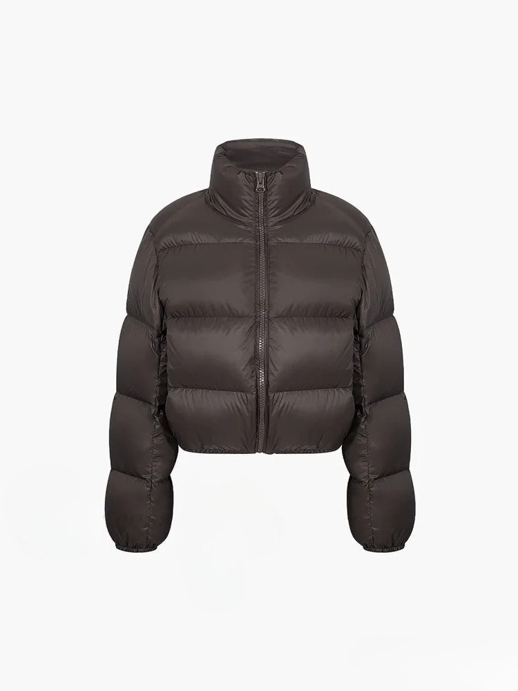 Cocoa Bean Stand Trendy Collar Quilted Puffer Coat