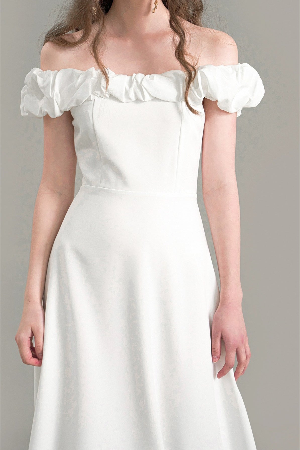Satin Ruched Off-the-shoulder Cocktail Dress - View 4