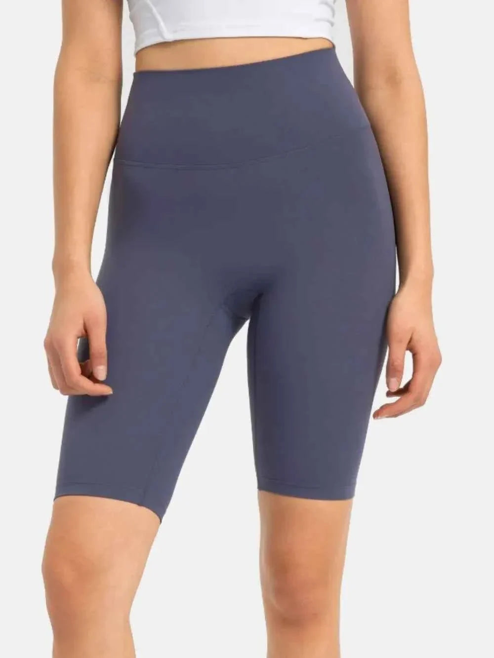 High Waist Wide Waistband Knee Length Active Biker Shorts 21