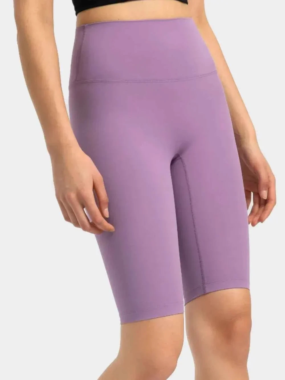 High Waist Wide Waistband Knee Length Active Biker Shorts 31