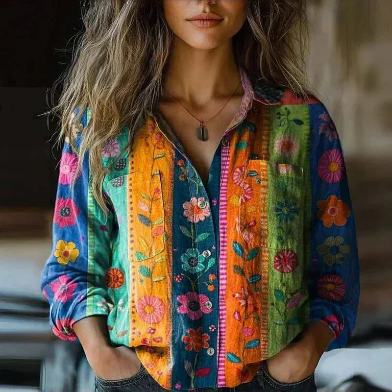 Bandana Paisley Print Long Sleeve Button Front Shirt