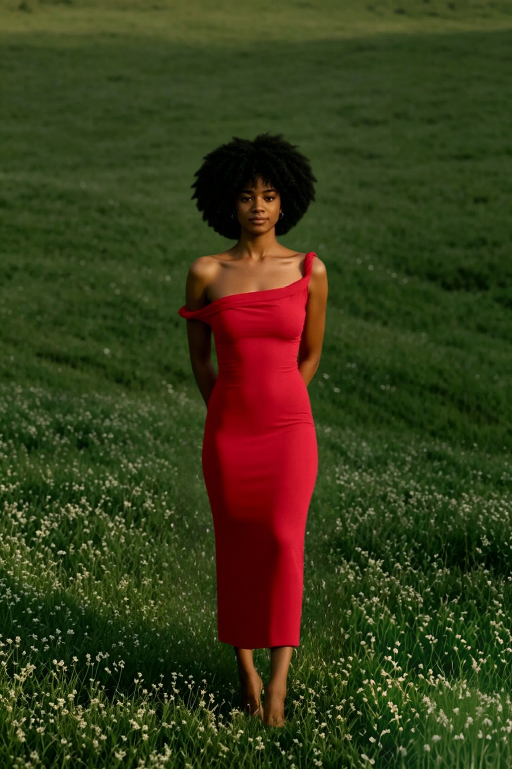 One Shoulder Bodycon Midi Party Dress