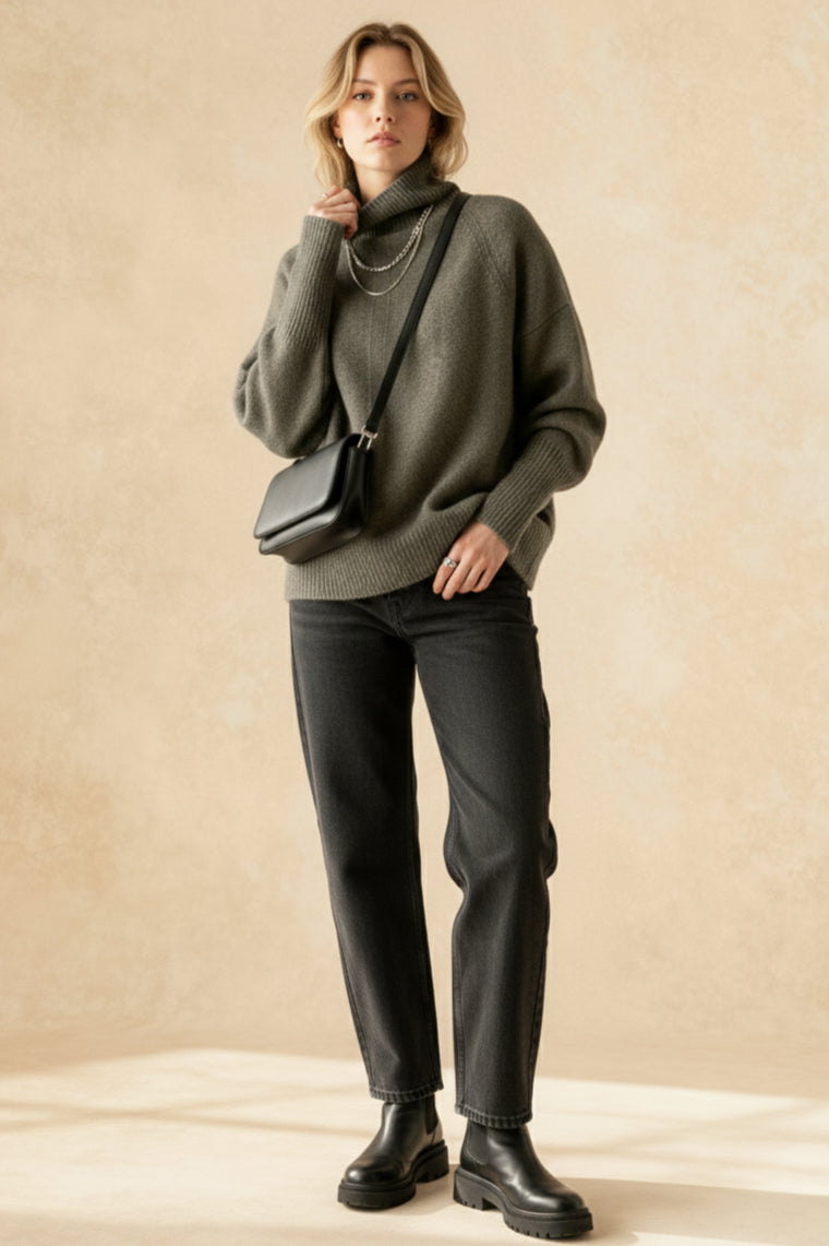 Turtleneck Wool Split Sweater