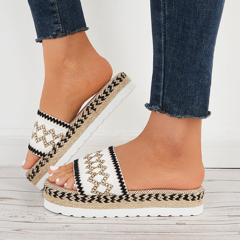 Open Toe Espadrilles Platform Slide Sandals Summer Slippers