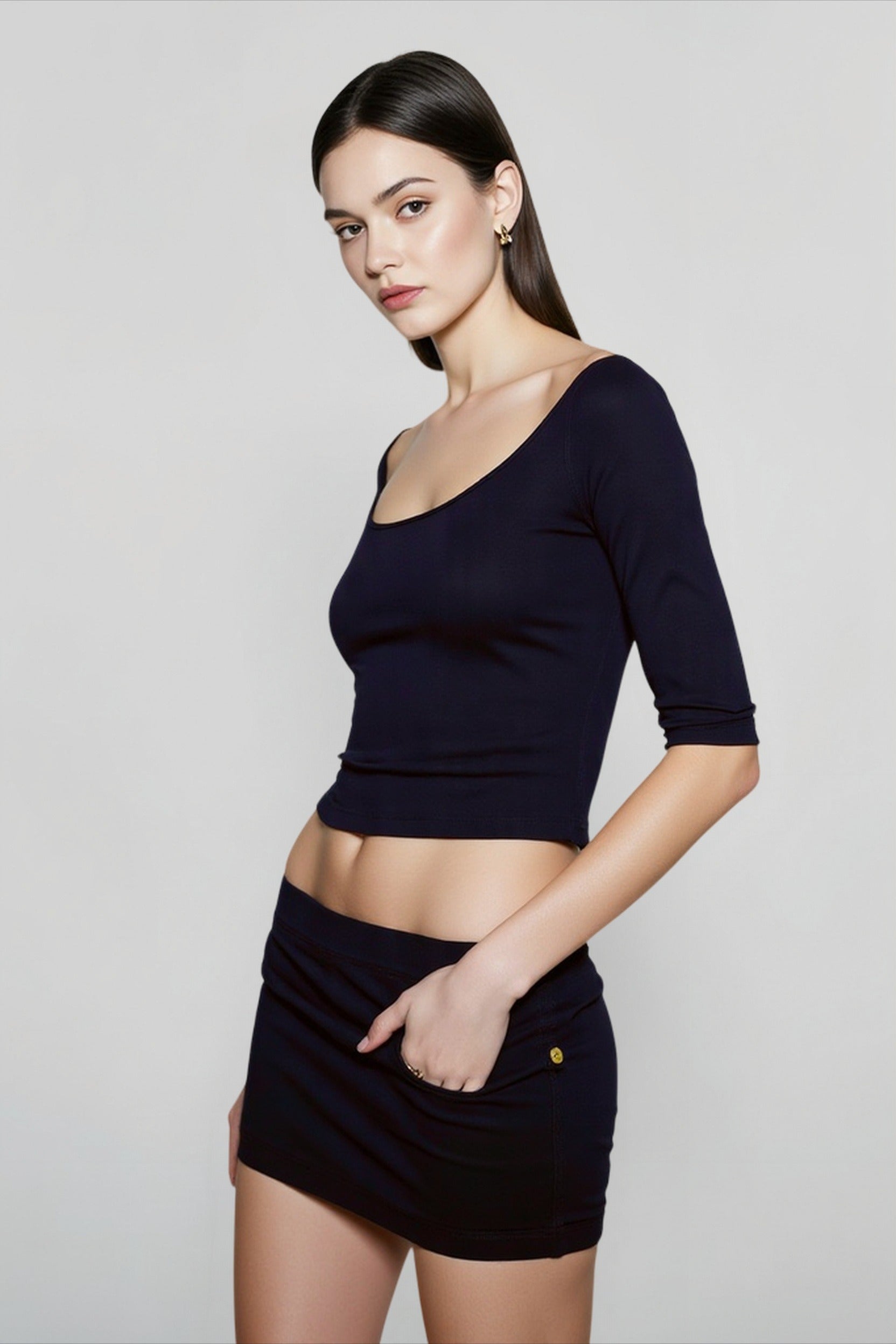 Deep U Neck Fitted Top