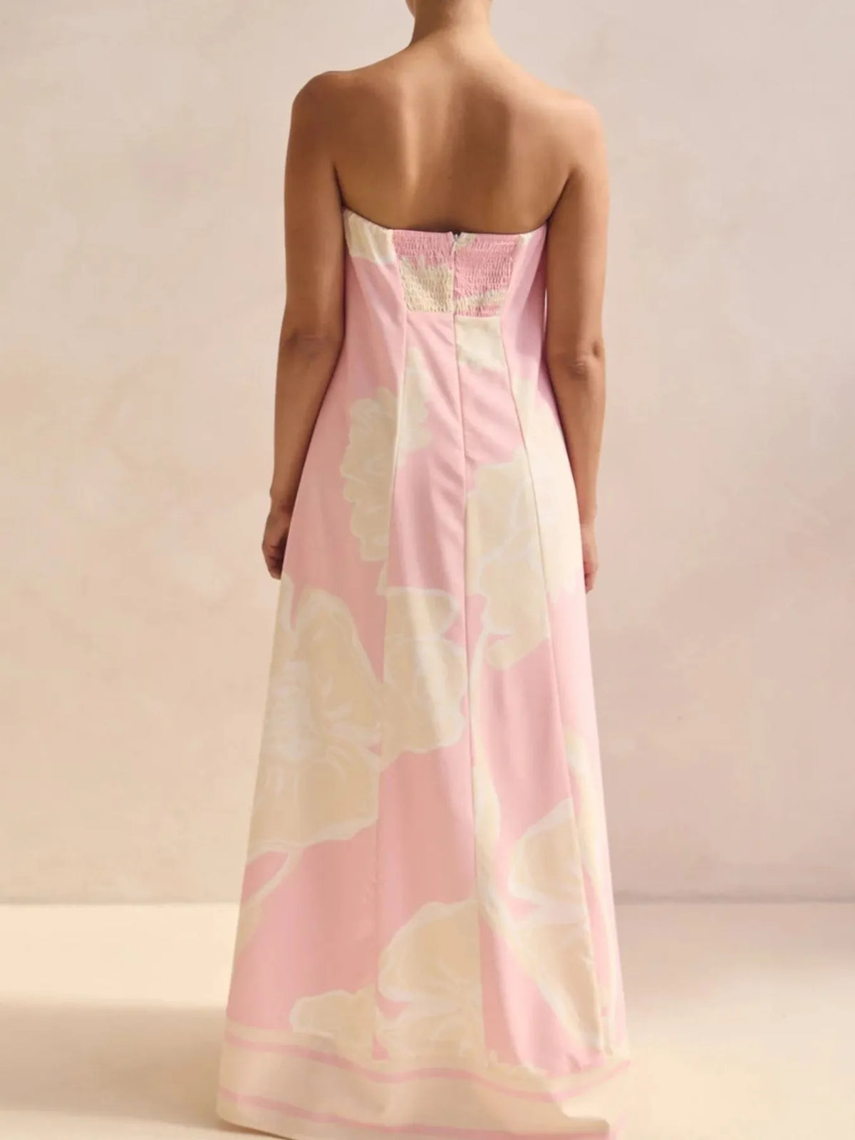 Abstract Striped Print Strapless Flowy Maxi Dress 25