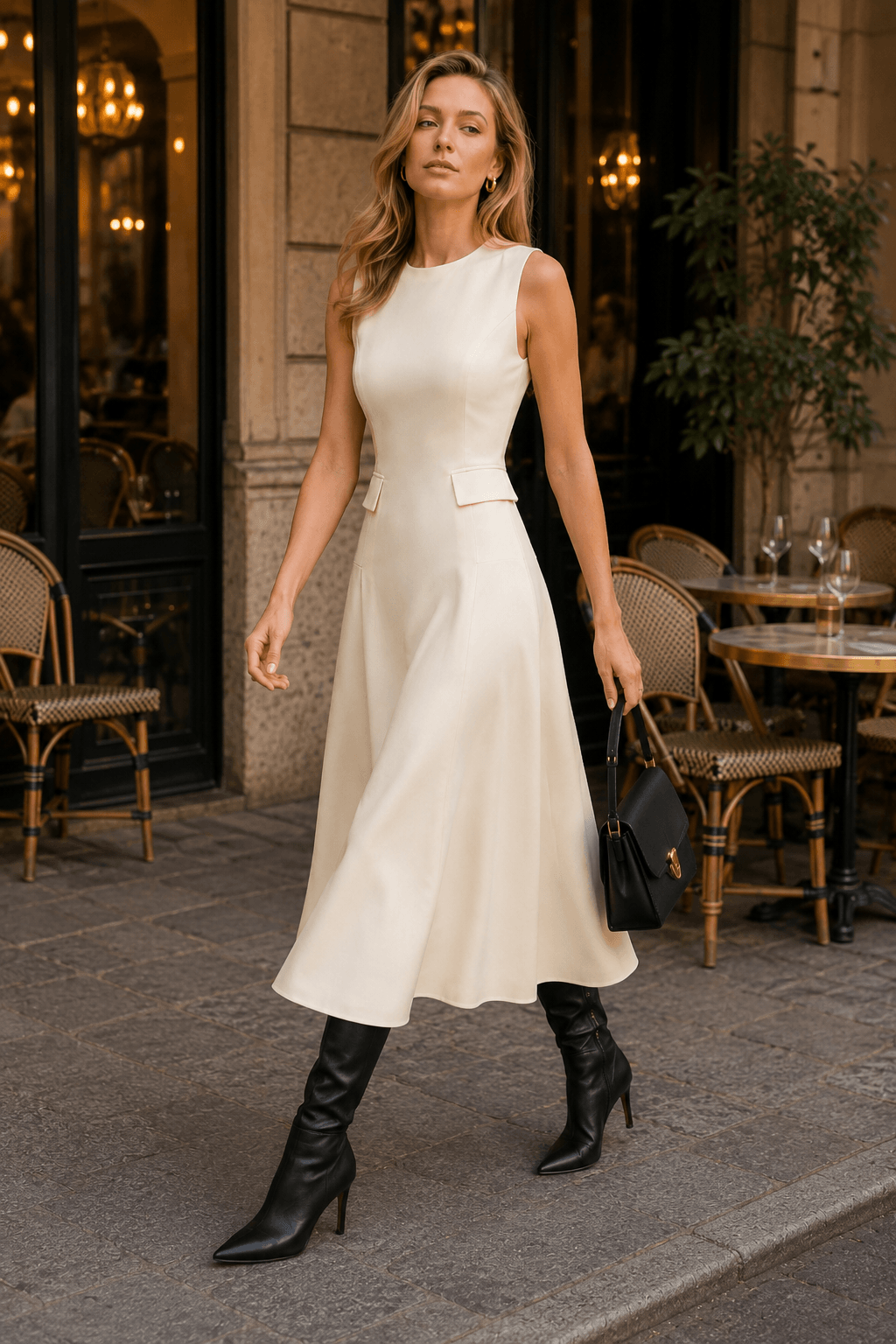 Elegant A Line Flared Sleeveless Work Dress