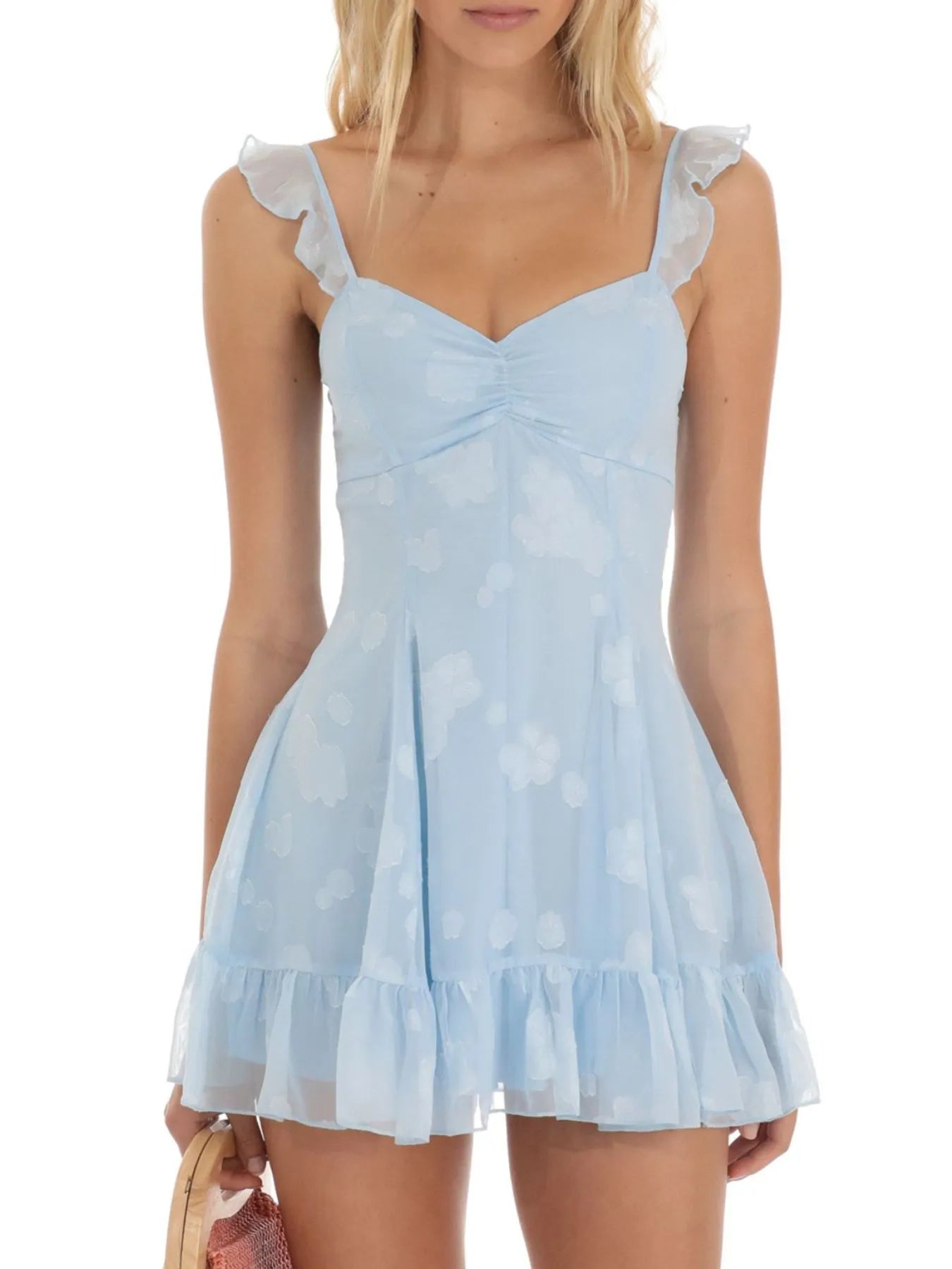 Floral Ruffle Strap Sweetheart Fit and Flare Mini Dress 6