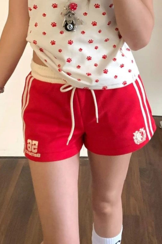 Vintage Letter Print Relaxed Fit Shorts