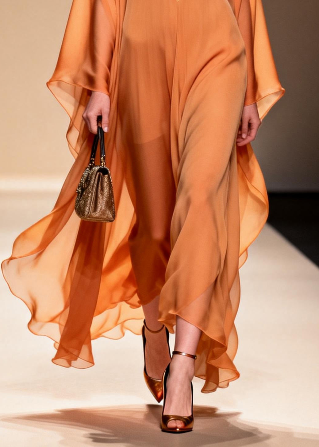 Landscape Trim Deep V-Neck Kimono Sleeve Kaftan Maxi Gown