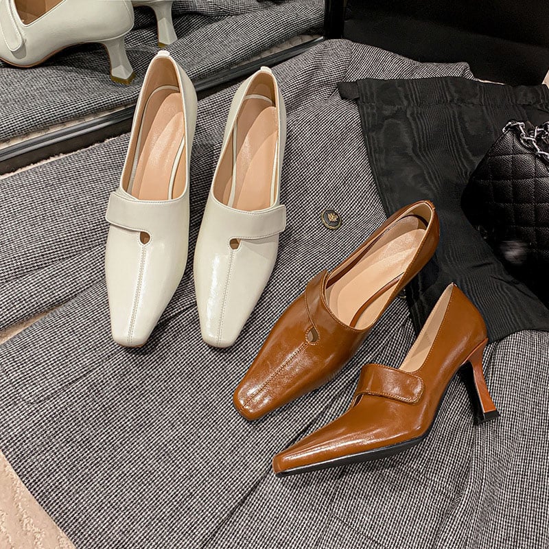 Dofi Square Toe Stiletto Pumps Shoes