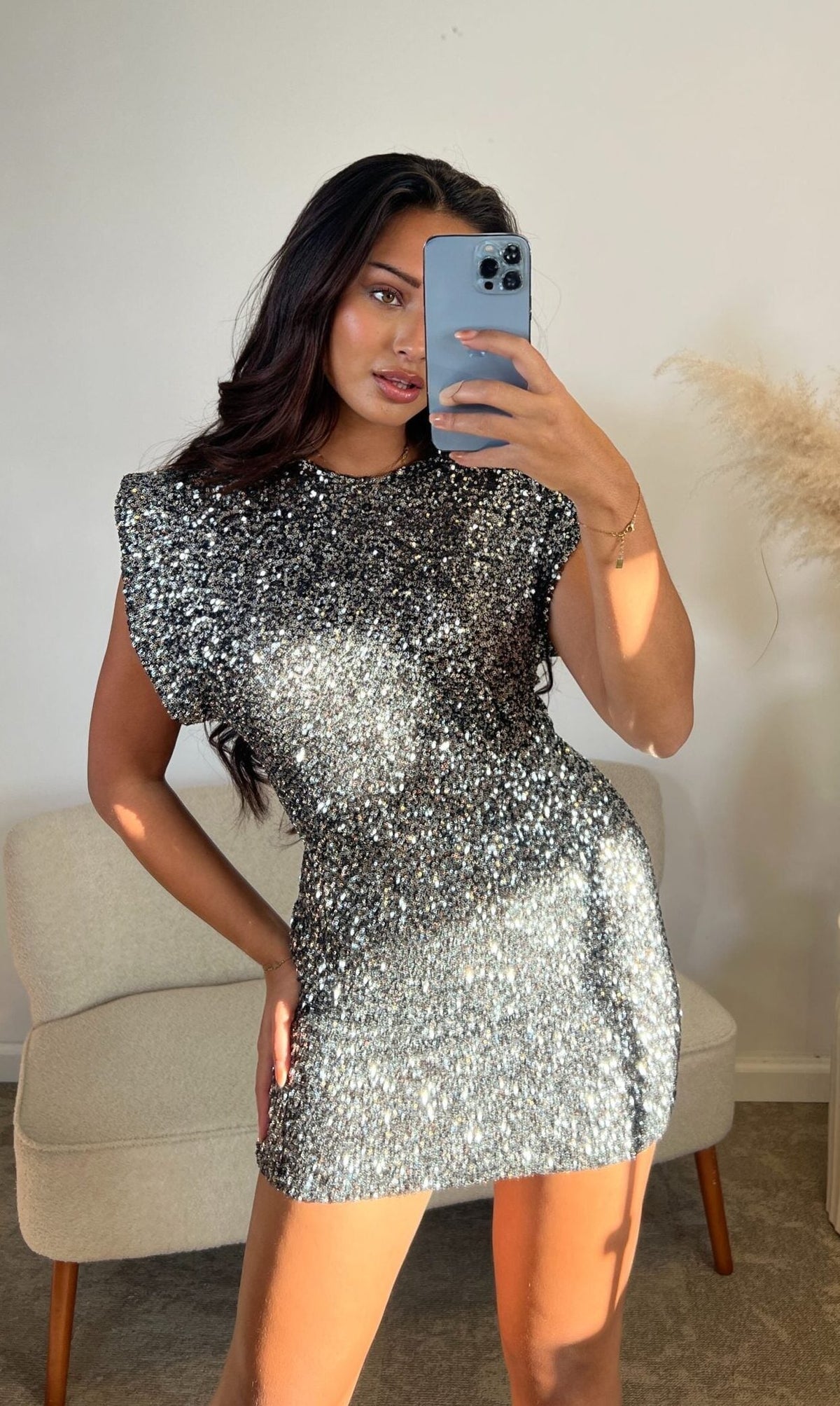 Sequin Crew Neck Cap Sleeve Bodycon Mini Dress 16