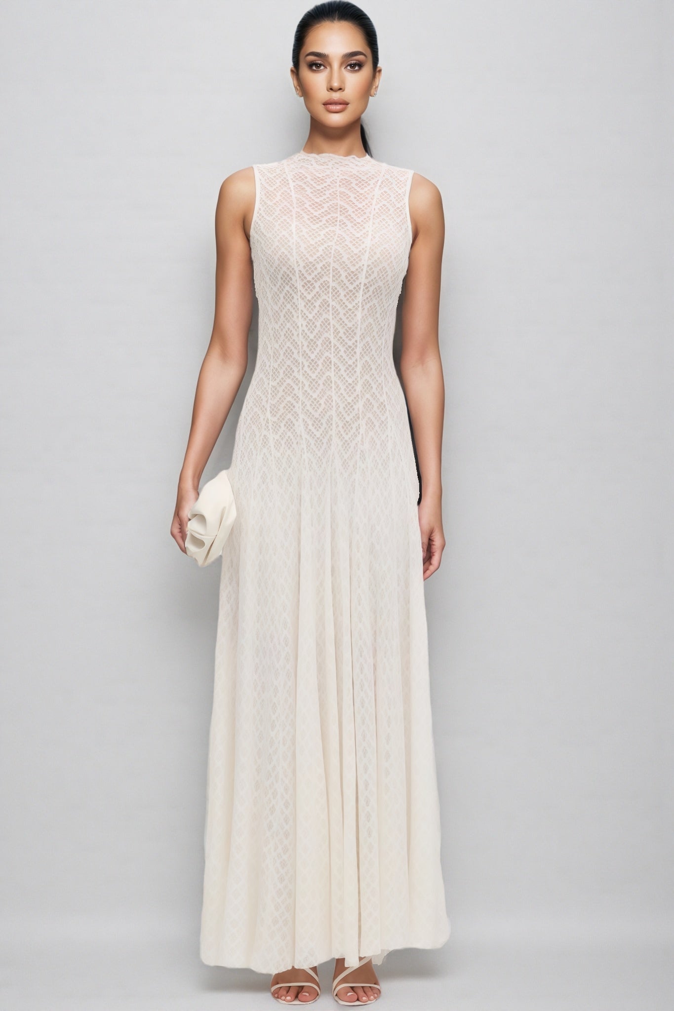Lucas Solid Pointelle Sleeveless Maxi Dress