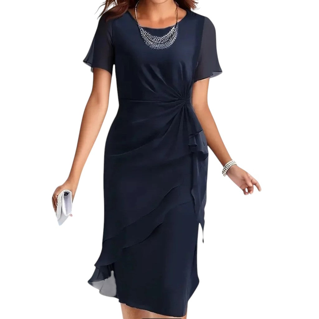 Vivian | Wrap-Style Dress Dark Blue