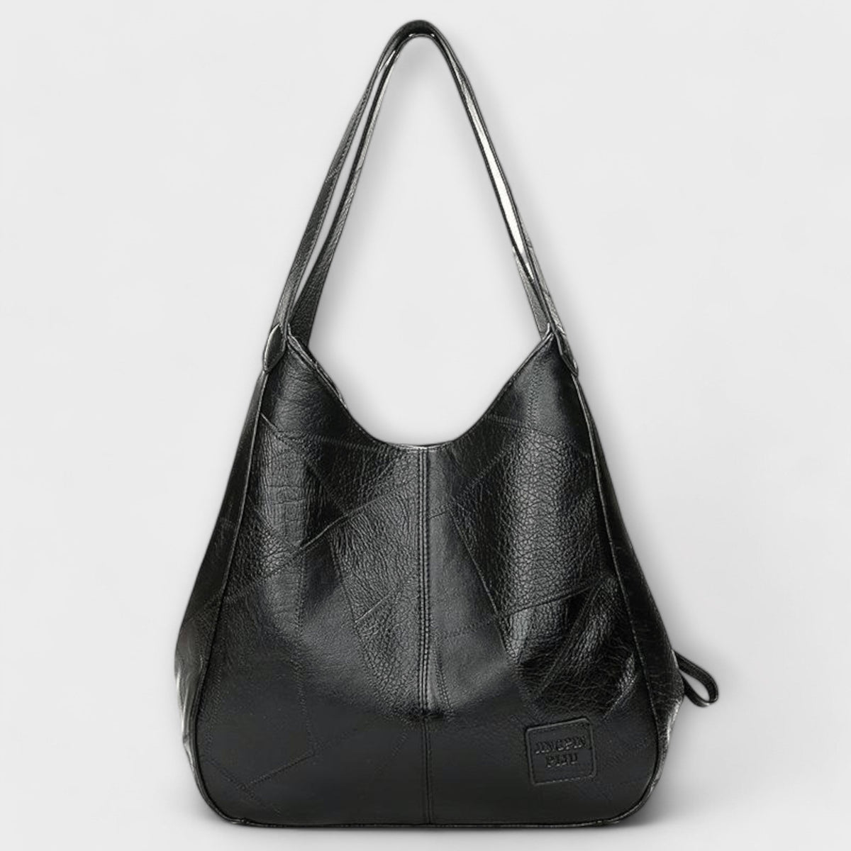 Textured Faux Leather Double Handle Slouchy Tote Bag