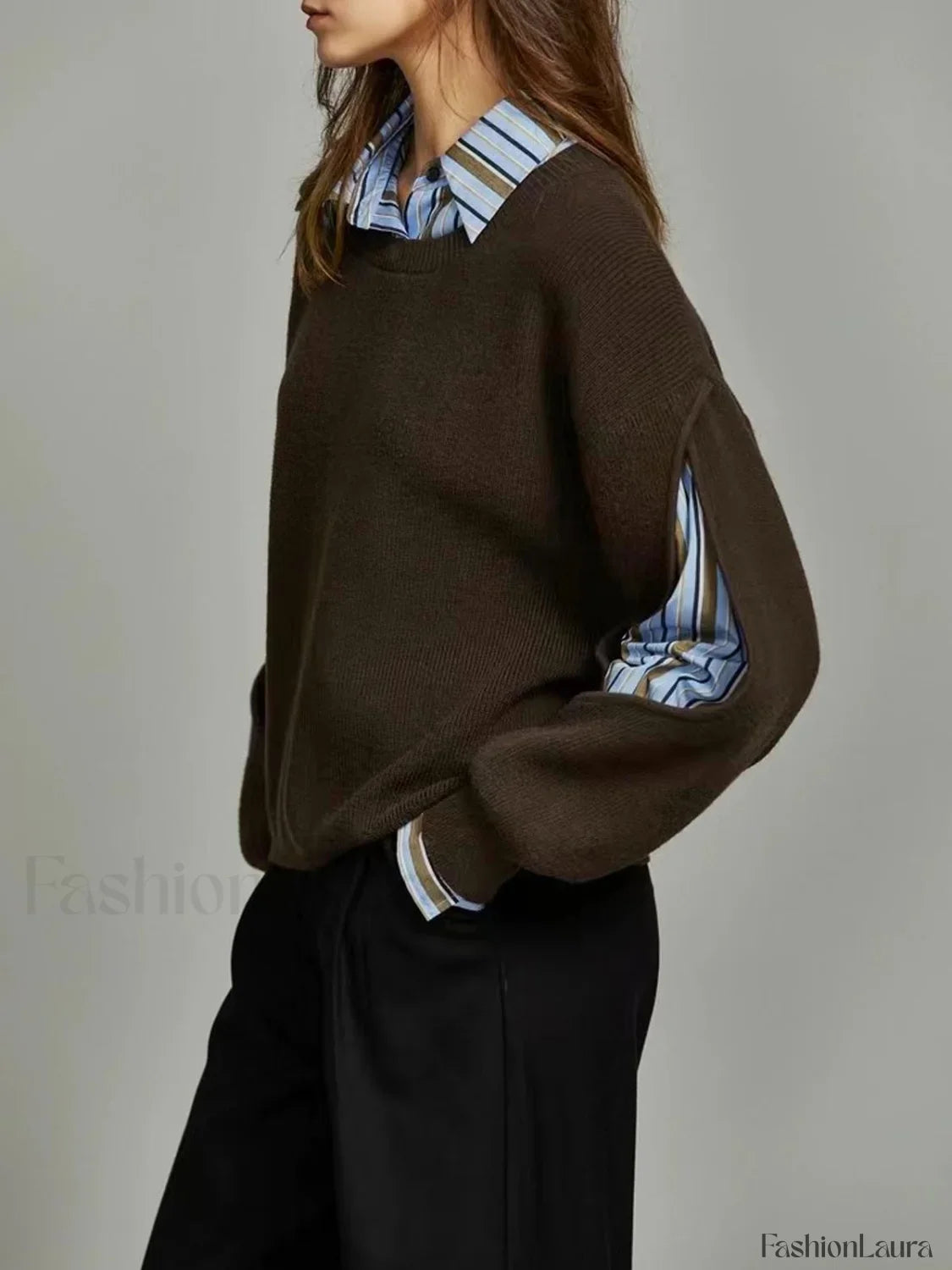 2 in 1 Ribbed Cutout Sweater