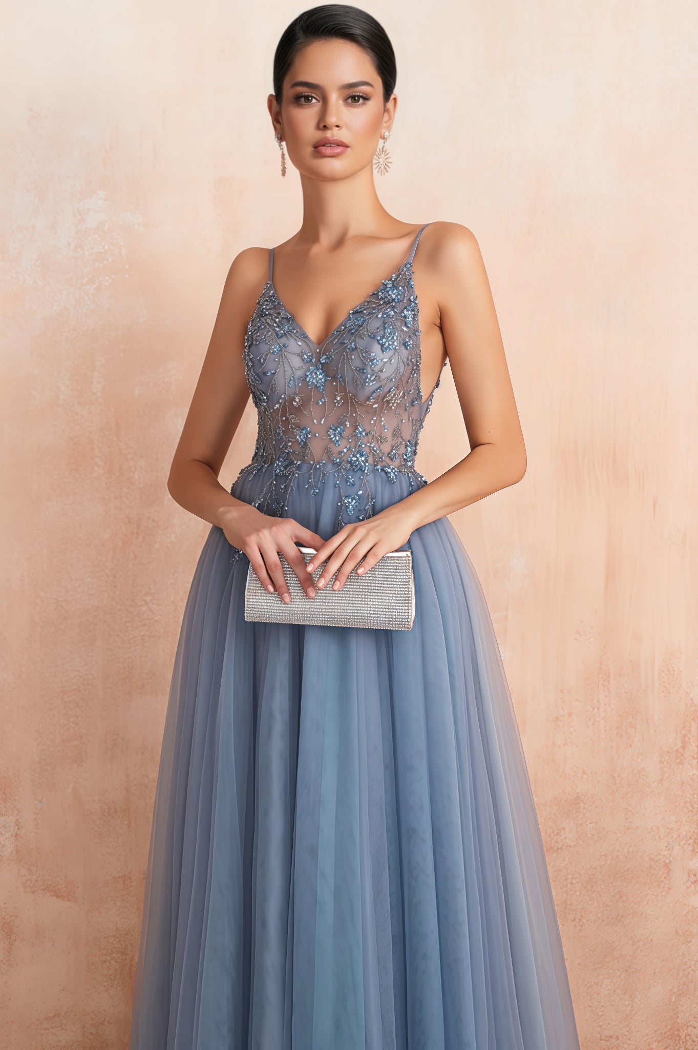 Luz Mesh and Diamond Maxi Dress - View 5