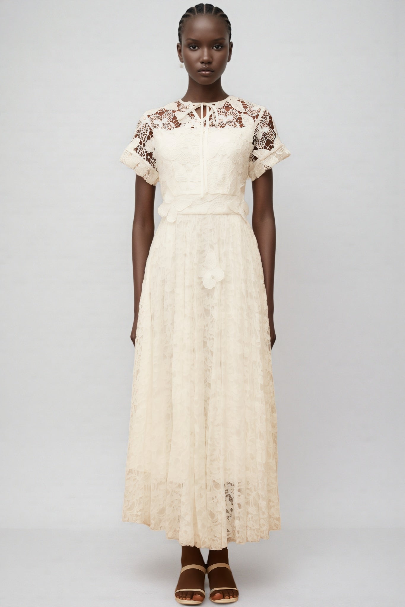 Lianas White Butterfly Applique Lace Maxi Dress - View 2