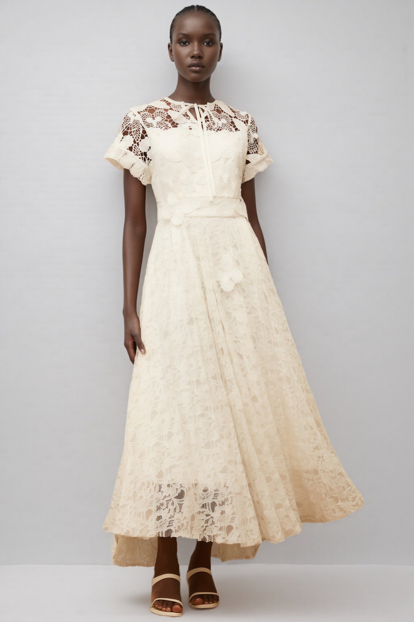 Lianas White Butterfly Applique Lace Maxi Dress - View 5