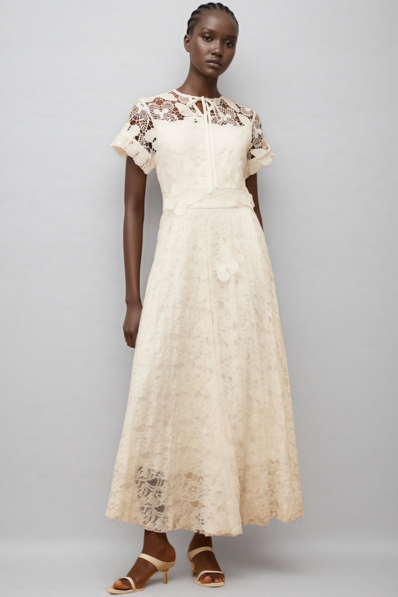Lianas White Butterfly Applique Lace Maxi Dress - View 6