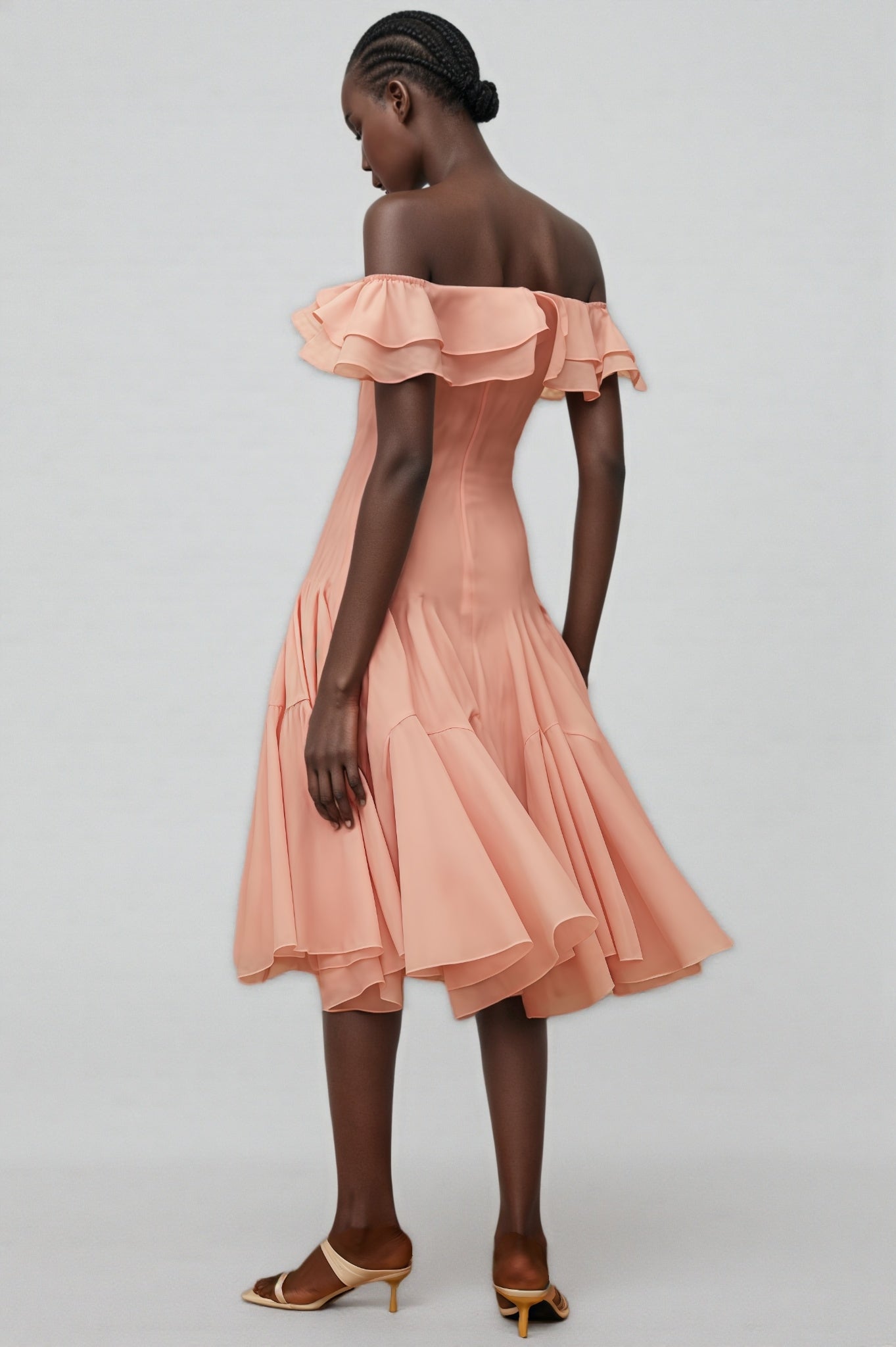 Eosf Pink Mesh Ruffle Midi Dress - View 7