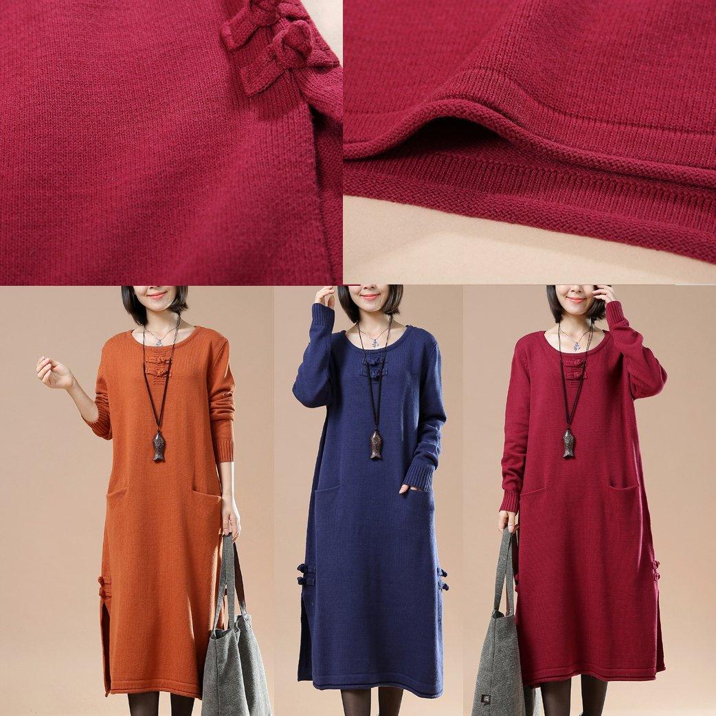 Navy winter maxi dresses knit sweaters long
