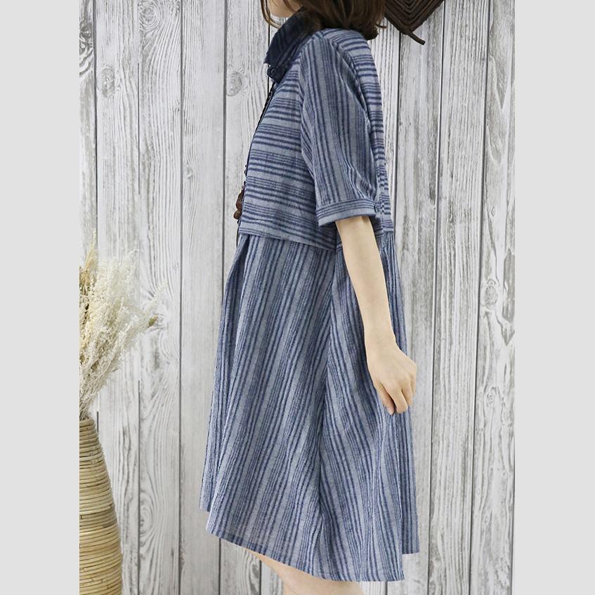 New summer dress half sleeve grid plus size fit flare shirt dress blouse