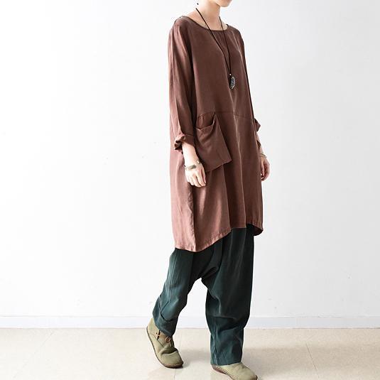 fall chocolate silk shift dress oversize blouse