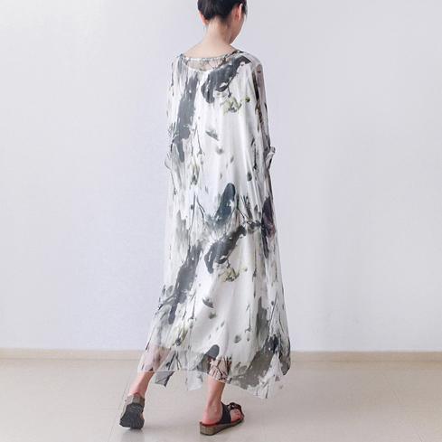 Fall Flowy Chiffon Plus Size Maxi Dress
