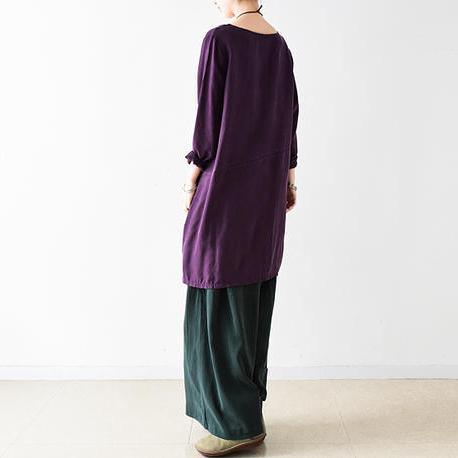 Long Sleeve Round Neck Tunic Wide Leg Pants Two Piece Set