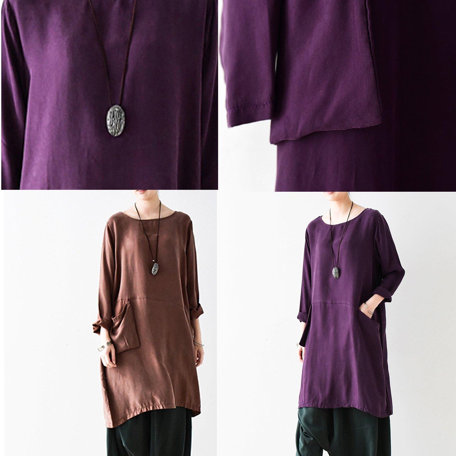 Long Sleeve Round Neck Tunic Wide Leg Pants Two Piece Set