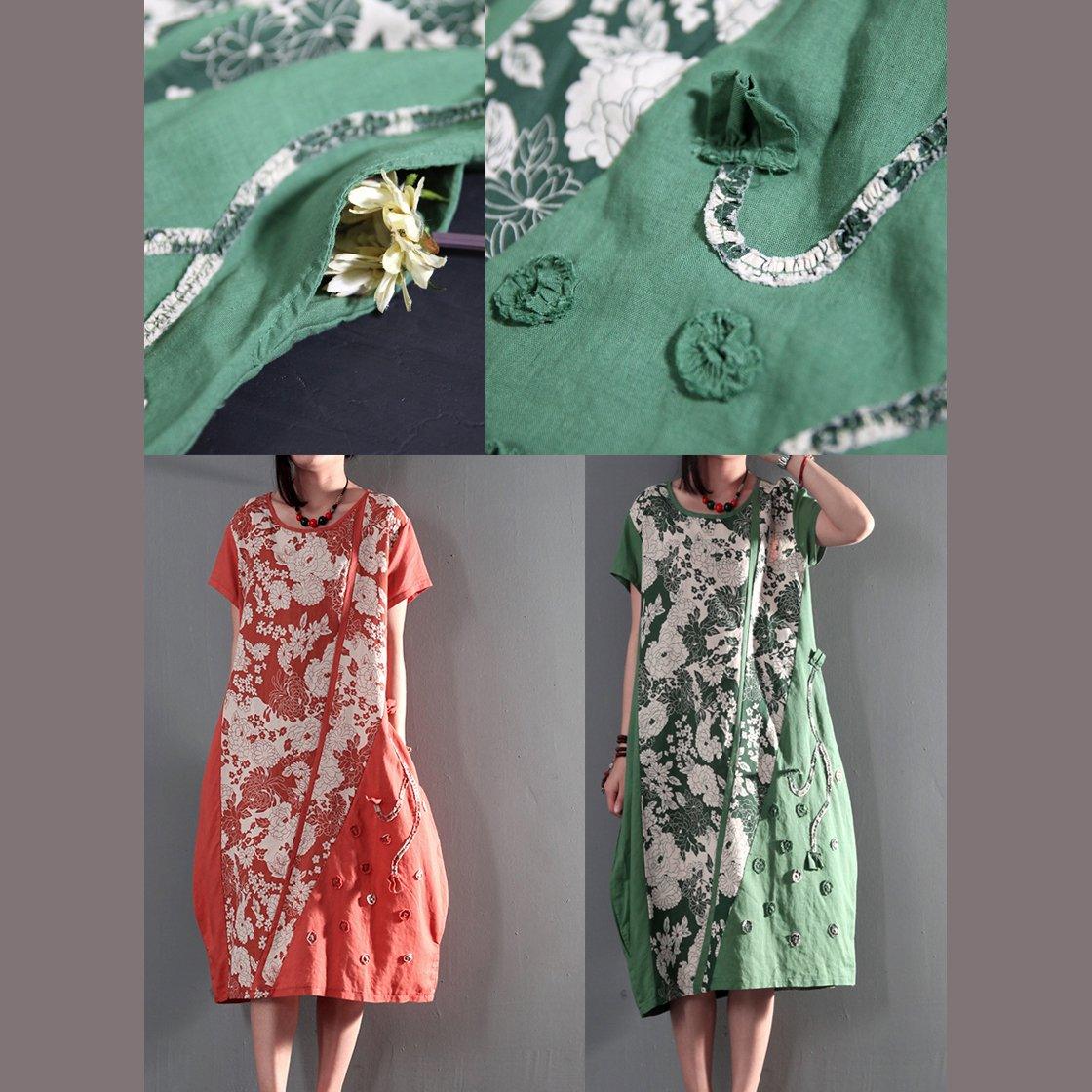 joyful summer floral linen maxi dresses plus size summer dresses casual linen clothing orange