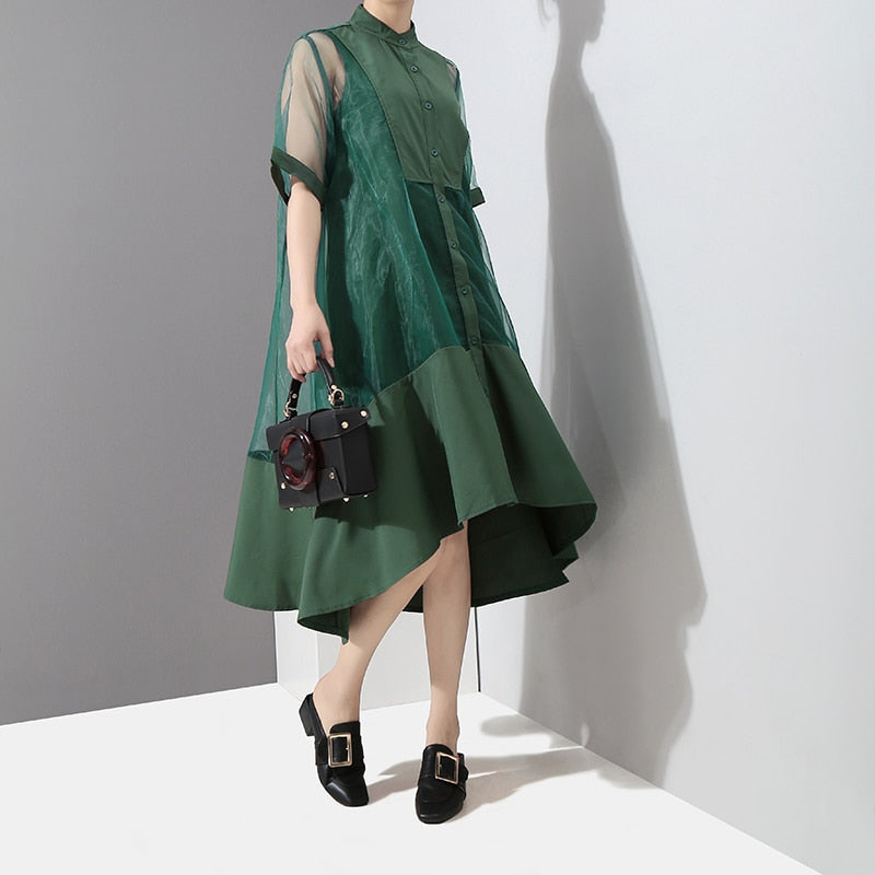 Green Eyes Two Pieces Midi Dress