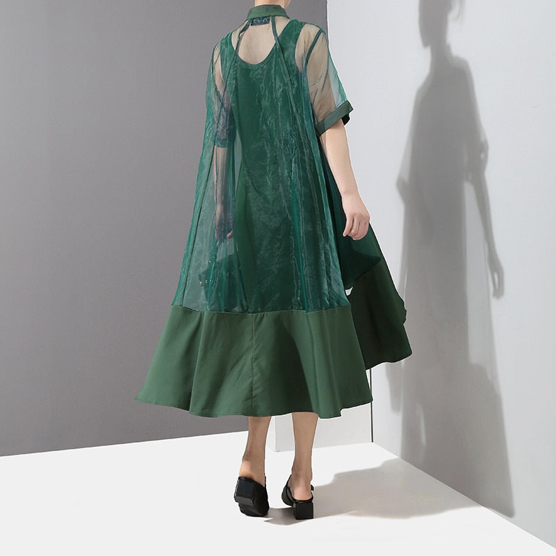 Green Eyes Two Pieces Midi Dress