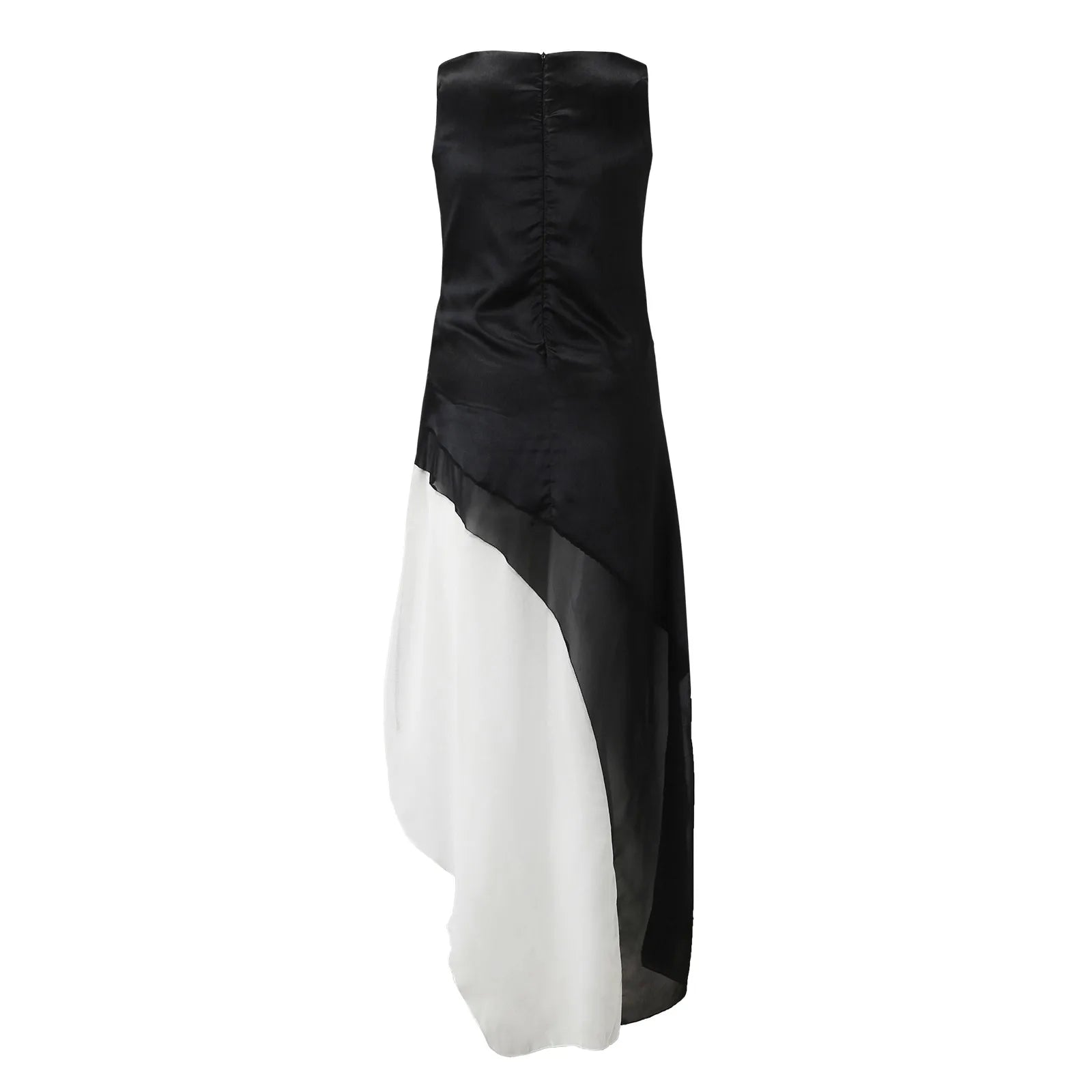 Chiffon Boat Neck Sleeveless Tiered Bias Cut Maxi Dress
